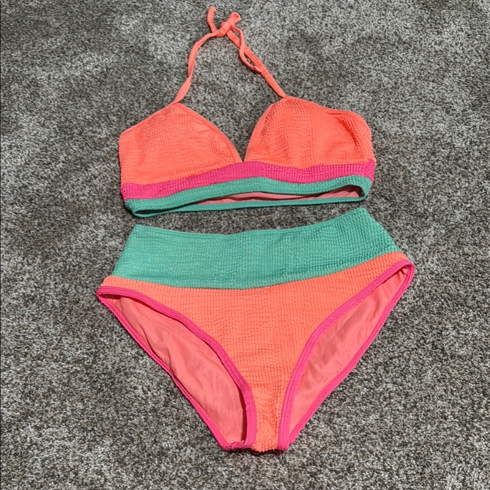 Pulse Orange and Green Bikini Set Classic Swimwear